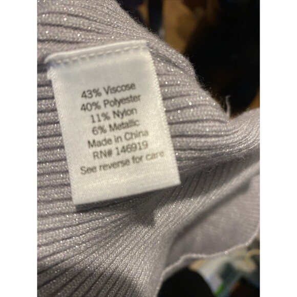 Nine West Woman’s‎ Ribbed Sweater Size L Sparkly Thread Gray - Picture 5 of 5